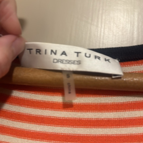 Trina Turk knit orange and navy and yellow dress - Picture 2 of 3
